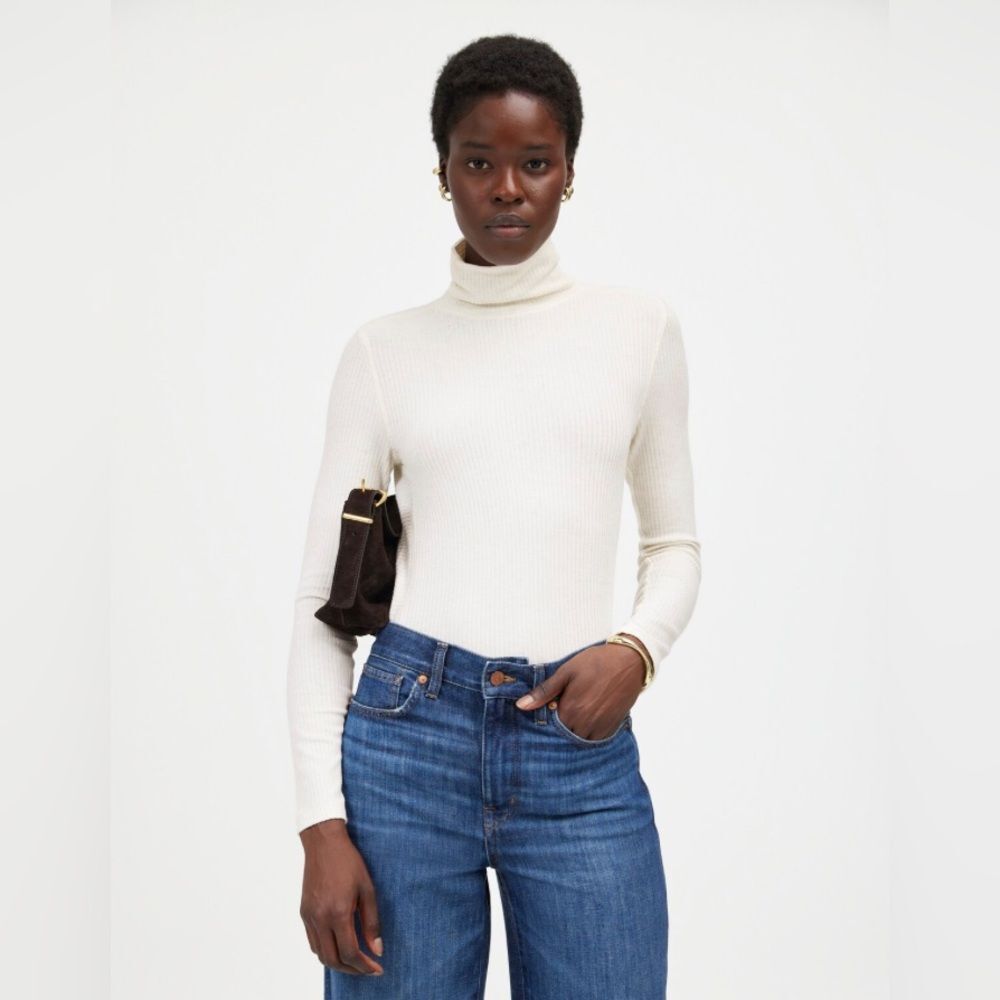 Madewell Ribbed Turtleneck Long-Sleeve Tee • size small • NT768 • NWT
